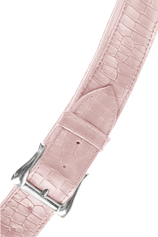 Powder pink women's dress belt, matching pumps and bags. Made to measure. Top view - Florence KOOIJMAN